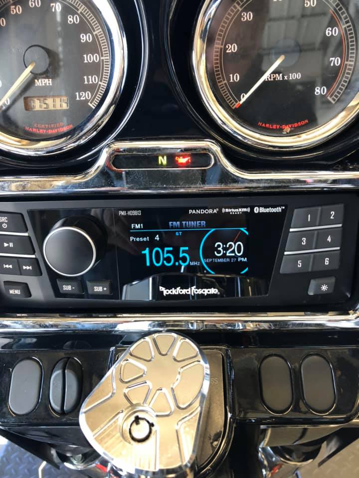 Rockford head unit in Harley dash